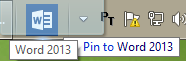Pin a template to an office 2013 application