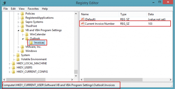 Sequential numbers are stored in the registry