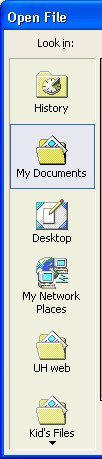 Windows XP Places Bar