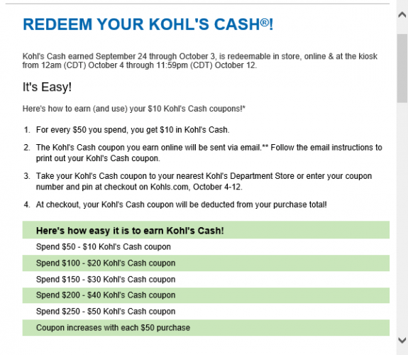 what is kohl's cash