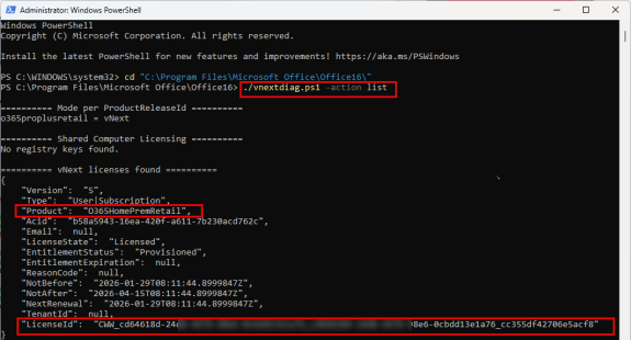 locate and copy the license key to be removed