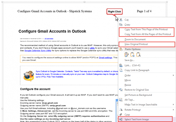 get text or pdf from onenote printout